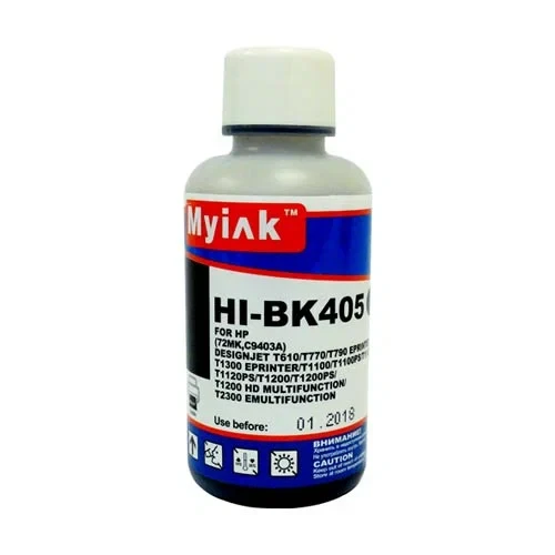 Чернила MyInk HP 72, HP 10 HP 11, HP 82, HP 88, HP 727, HP 764,HI-BK405, 100 мл, Bk (черный),Pigment