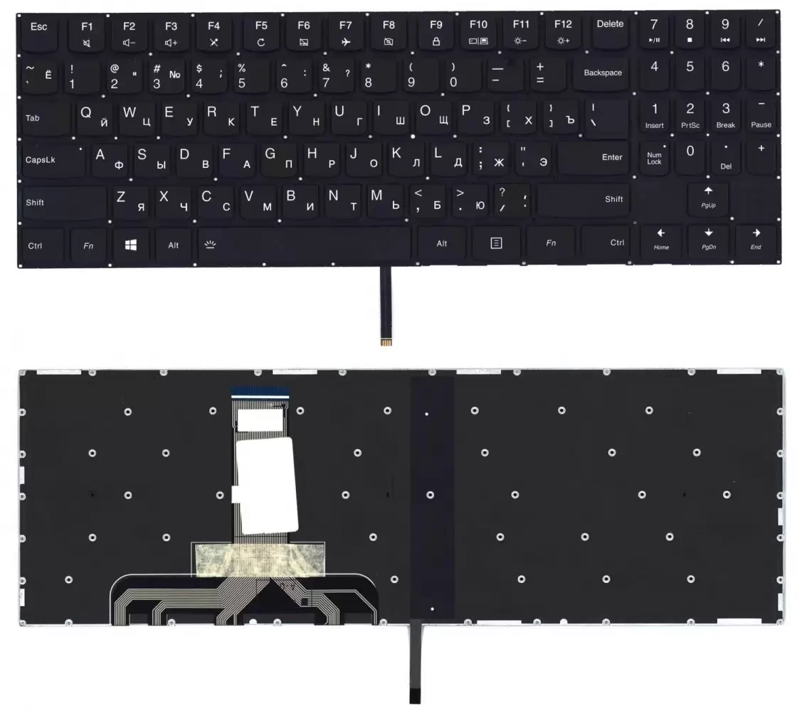 Клавиатура для ноутбука Lenovo Legion Y520, Y520-15IKB, черная без рамки, белая подсветка