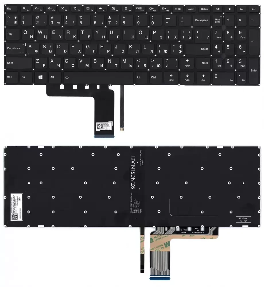 Клавиатура для ноутбука Lenovo IdeaPad 310-15ISK, черная с подсветкой