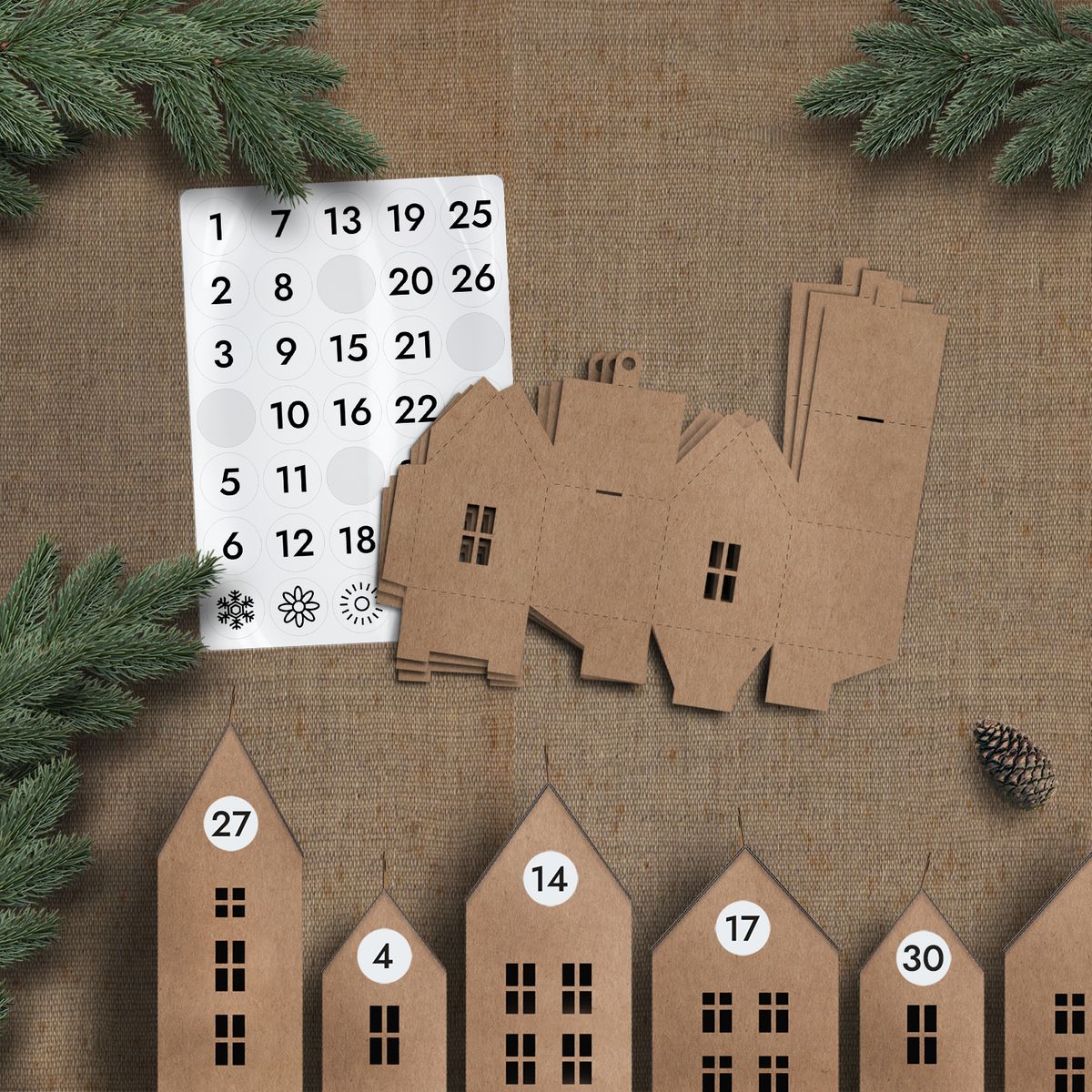 Адвент-календарь "Рождественская деревня" 20 домиков +наклейки - фото 2 - id-p193111170