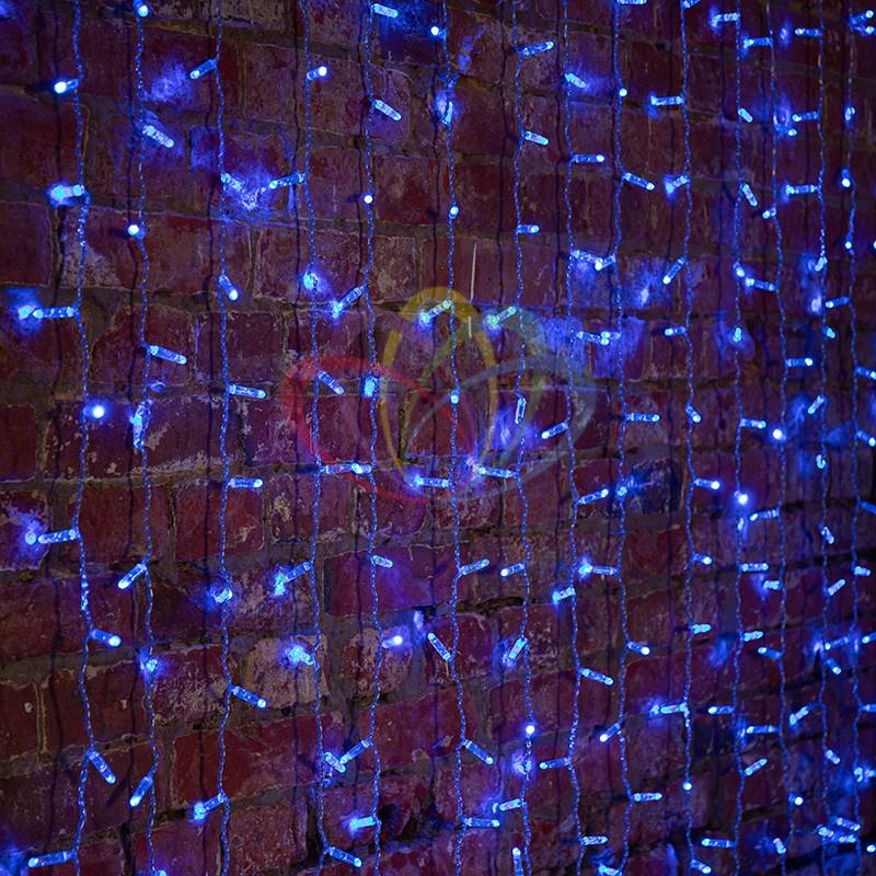 Гирлянда "Светодиодный Дождь" 2х1,5м, пстоянное свечение, прозрачный провод, 230 В, диоды СИНИЕ, 360 LED