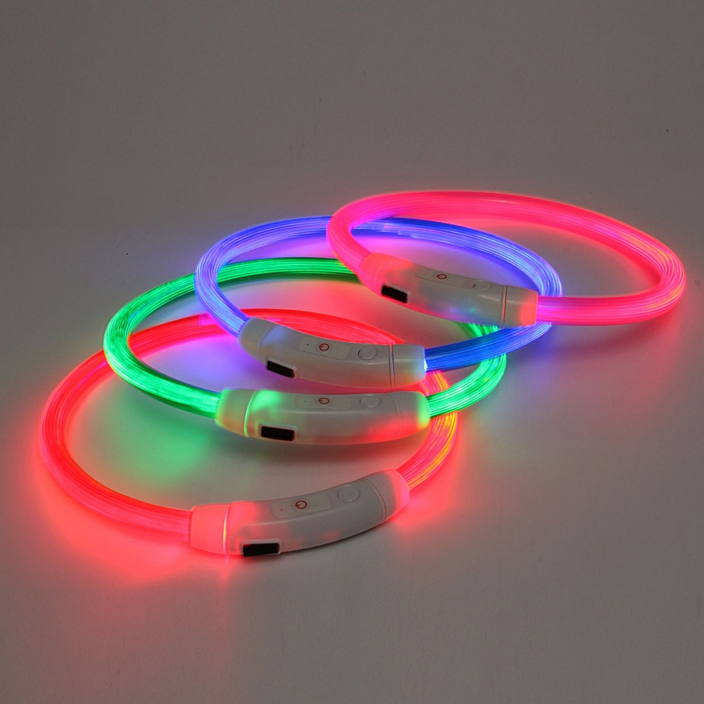 Светящийся ошейник для собак (3 режима, зарядка USB) Розовый (Pink), размер М - фото 3 - id-p138960332