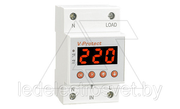 Реле контроля напряжения RM-MV/40, 1NO+N, 40A, 220VAC, Umin(120_210V)/Umax(220_300V), 0.1_0.5s/5_600s, - фото 1 - id-p192939400