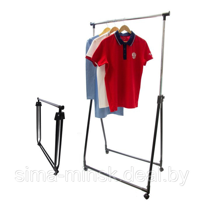 Складная стойка для одежды COMBY, 890 × 490 × 990(1670) мм, на колёсиках - фото 1 - id-p193203729