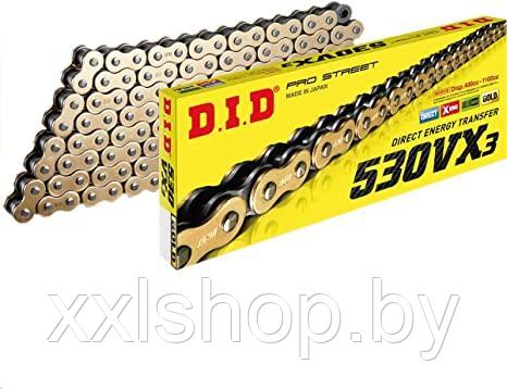 Цепь для мотоцикла DID 530VX3 (Х-ринг) на 102 звена золото/чёрная - фото 2 - id-p193214493