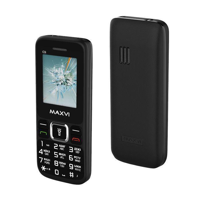 Кнопочный сотовый мобильный телефон MAXVI C3I BLACK - фото 1 - id-p191289045