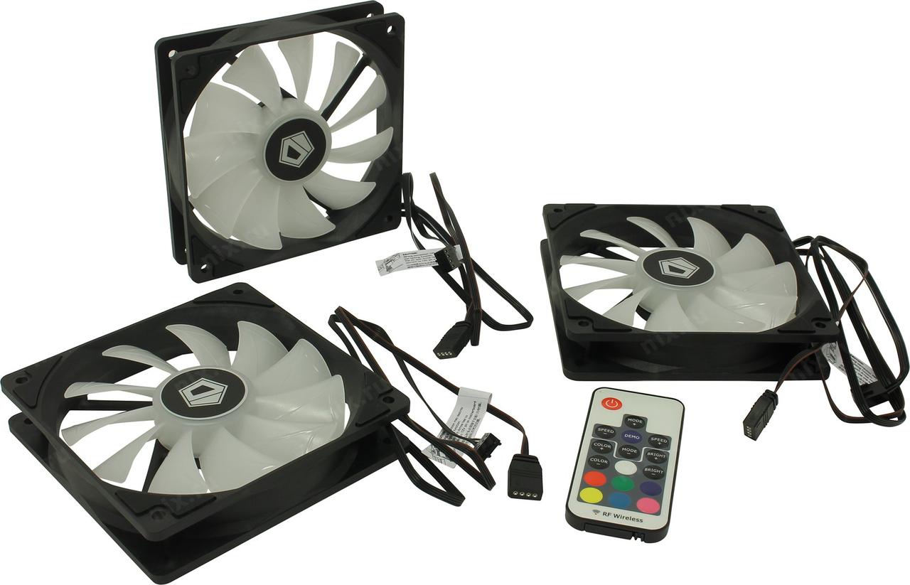 ID-Cooling ID-FAN-XF-12025-RGB-TRIO (4пин, 120x120x25мм 3шт,18-35.2дБ, 700-1800об/мин)