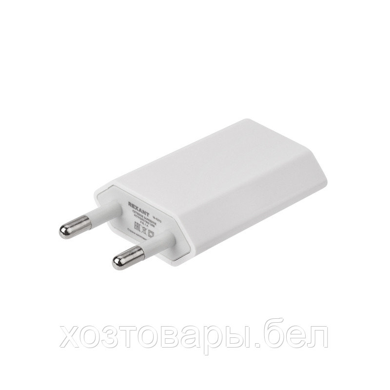 Сетевое зарядное устройство REXANT USB, 5V, 1 A, белое - фото 3 - id-p193216061