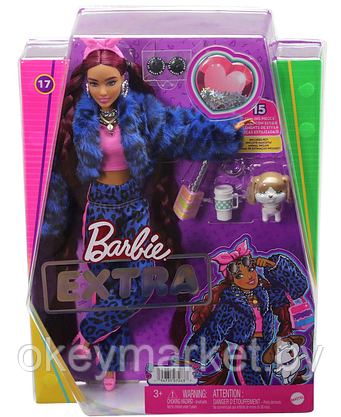 Кукла Barbie Экстра Doll в синем леопардовом костюме HHN09, фото 2
