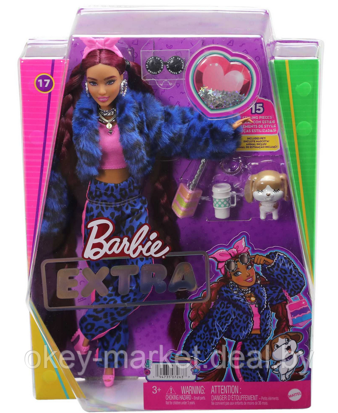 Кукла Barbie Экстра Doll в синем леопардовом костюме HHN09 - фото 2 - id-p193223938