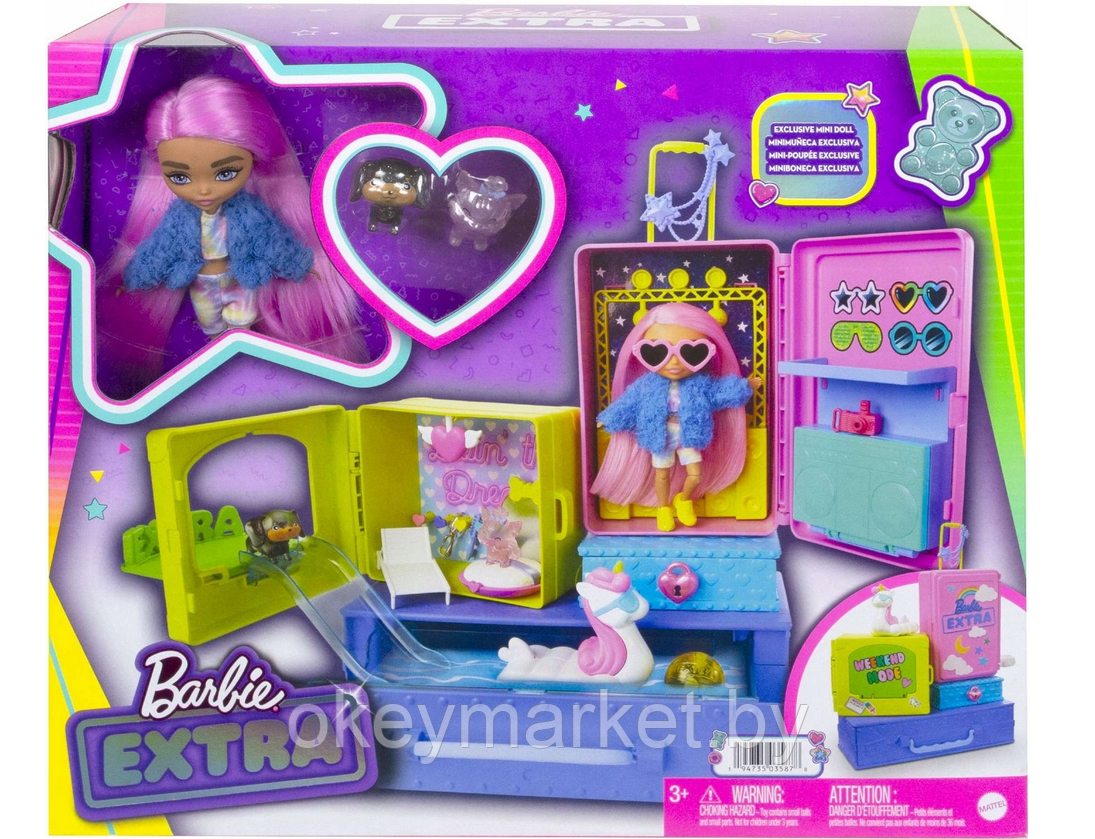 Мини-кукла Barbie Extra с питомцами и тематическим набором "Путешествия" HDY91, фото 2