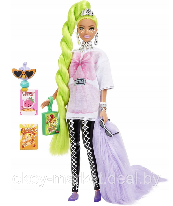 Кукла Барби Экстра с зелеными неоновыми волосами HDJ44 - фото 1 - id-p193224030