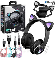 Детские беспроводные наушники с кошачьими ушками с подсветкой CAT STN-28 Bluetooth светящиеся кошачьи ушки, фото 3