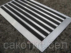 Алюминиевая грязезащитная решетка 18 мм с обрамлением с чистящей вставкой (резина-ворс), фото 3