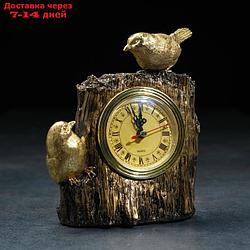 Часы настольные "Две птички", цвет золото, 14х9х20 см
