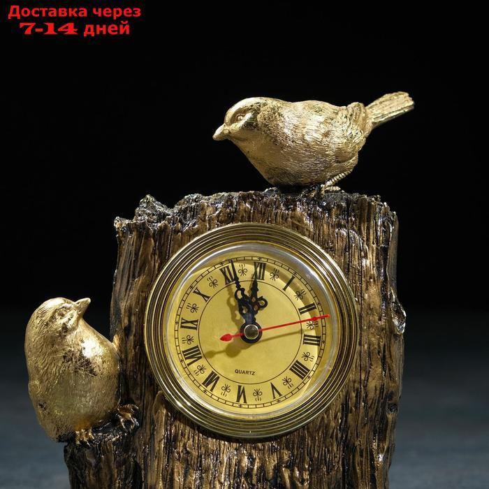 Часы настольные "Две птички", цвет золото, 14х9х20 см - фото 3 - id-p192747178