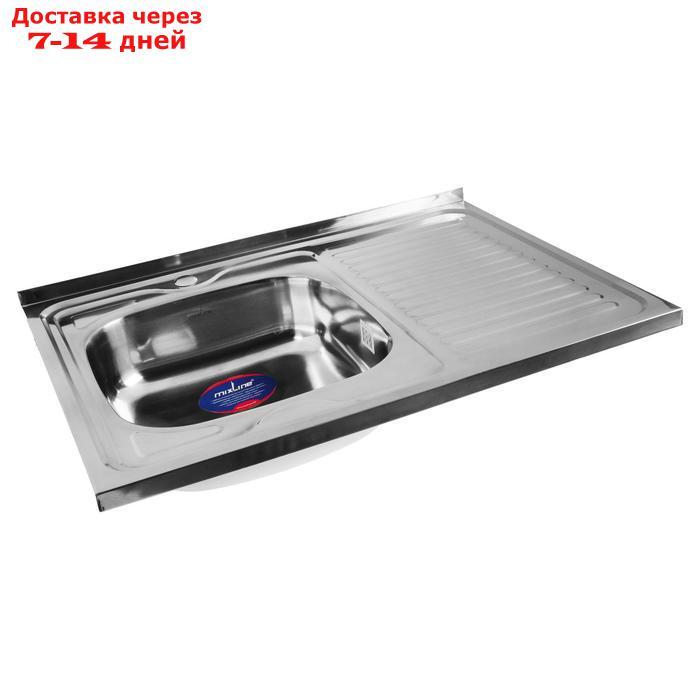 Мойка кухонная MIXLINE 527970, накладная, толщина 0.4 мм, 80х60х16 см, левая, выпуск 1 1/2" - фото 2 - id-p193154267