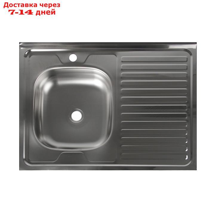 Мойка кухонная "Владикс", накладная, без сифона, 80х60 см, левая, нержавеющая сталь 0.4 мм - фото 1 - id-p193153442