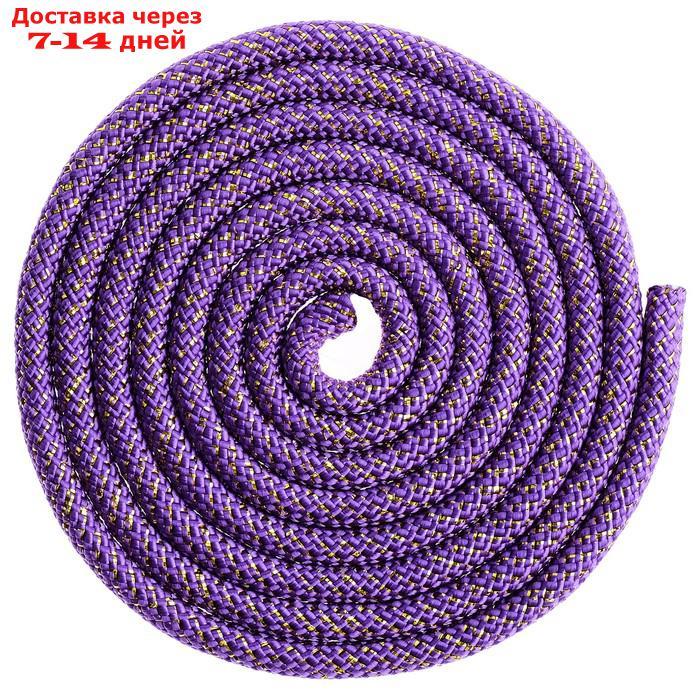 Скакалка гимнастическая утяжелённая, 3 м, 180 г, цвет фиолетовый/золото/люрекс - фото 2 - id-p191349962