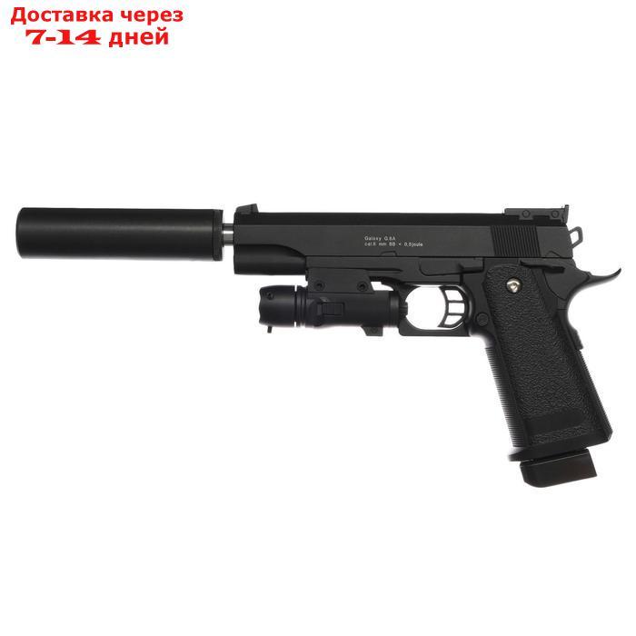 Пистолет пружинный Galaxy Colt 11PD с имитацией глушителя и ЛЦУ G.6A - фото 3 - id-p193152813