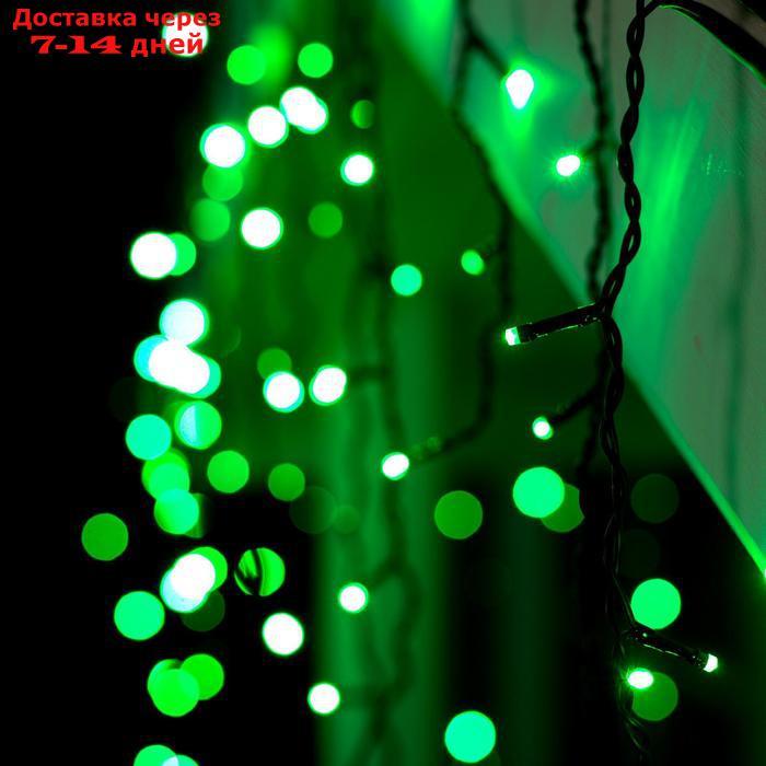 Гирлянда "Бахрома" 4 х 0.6 м , IP44, тёмная нить, 180 LED, свечение зелёное, 8 режимов, 220 В - фото 3 - id-p192747977