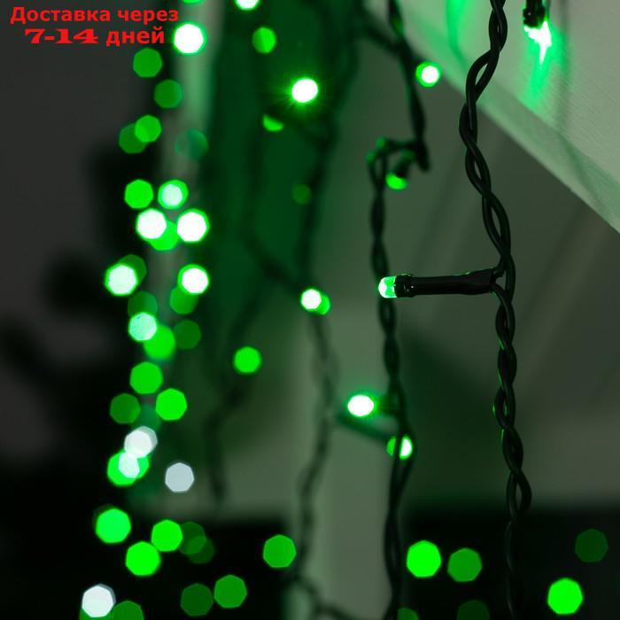 Гирлянда "Бахрома" 3 х 0.6 м , IP44, УМС, тёмная нить, 160 LED, свечение зелёное, мерцание белым, 220 В - фото 3 - id-p192748001