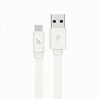 Кабель зарядный HOCO USB Type-C X5 плоский, белый 1 метр 555133