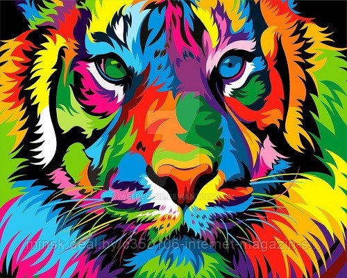 Рисование по номерам "Радужный тигр" картина