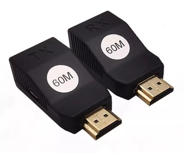 Удлинитель сигнала HDMI по витой паре RJ45 (LAN) MINI до 60 метров, активный, FullHD 1080p, комплект, черный