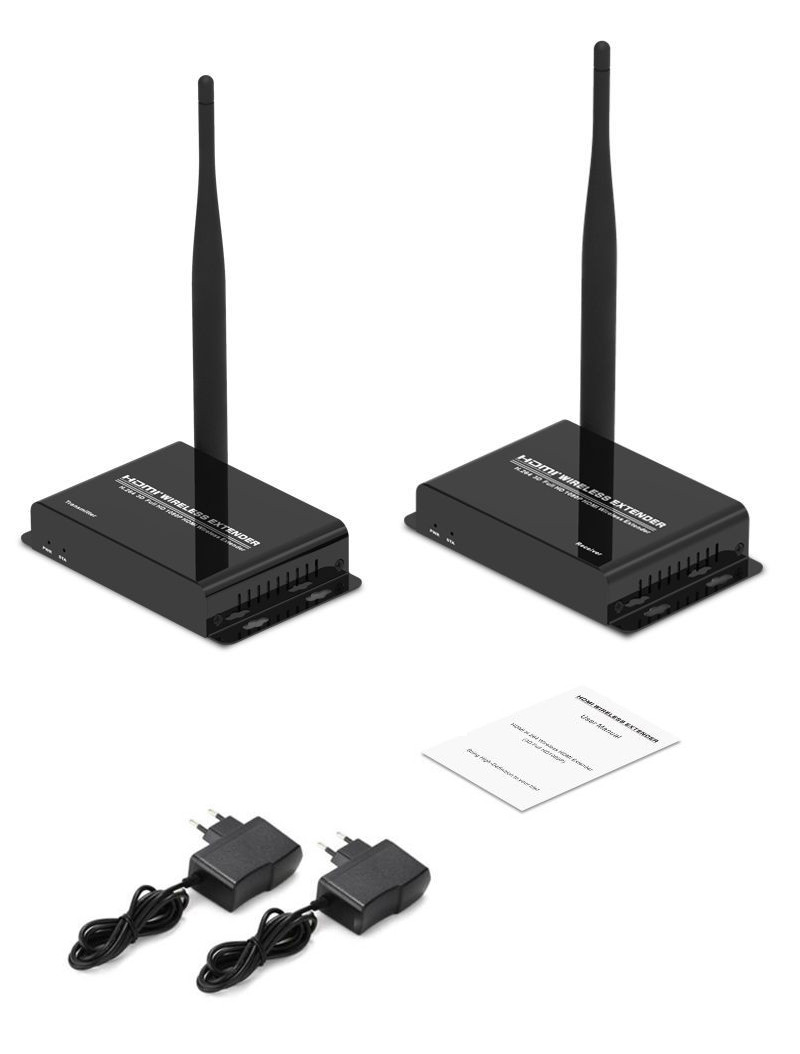 Удлинитель сигнала HDMI по Wi-Fi до 100м, активный, FullHD 1080p, комплект, черный 556208 - фото 1 - id-p193238847