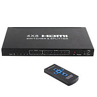 Матричный коммутатор - свитч-сплиттер 4×8 HDMI 4K 3D, пульт, черный 556184