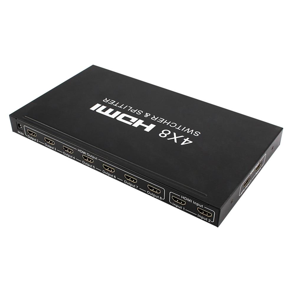 Матричный коммутатор - свитч-сплиттер 4×8 HDMI 4K 3D, пульт, черный 556184 - фото 2 - id-p193238854