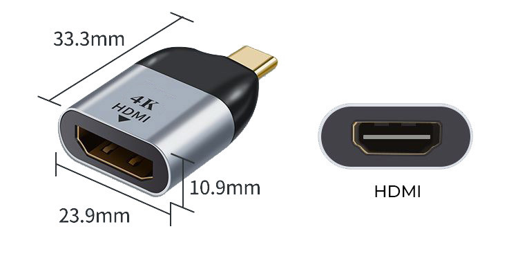 Адаптер - переходник USB3.1 Type-С - HDMI 4K mini, серебро 556174 - фото 2 - id-p193238855