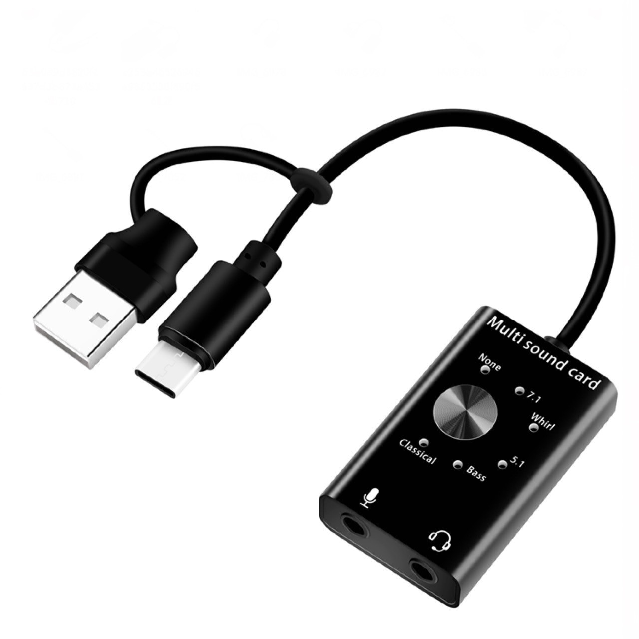 Мульти звуковой адаптер с поддержкой эффектов - внешняя звуковая карта USB Type-A / USB3.1 Type-C 3D