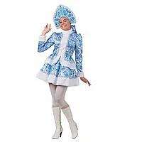 Карнавальный костюм для взрослых "Снегурочка узорная короткая" Батик