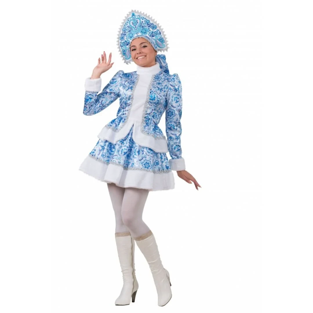 Карнавальный костюм для взрослых "Снегурочка узорная короткая" Батик - фото 1 - id-p193280573