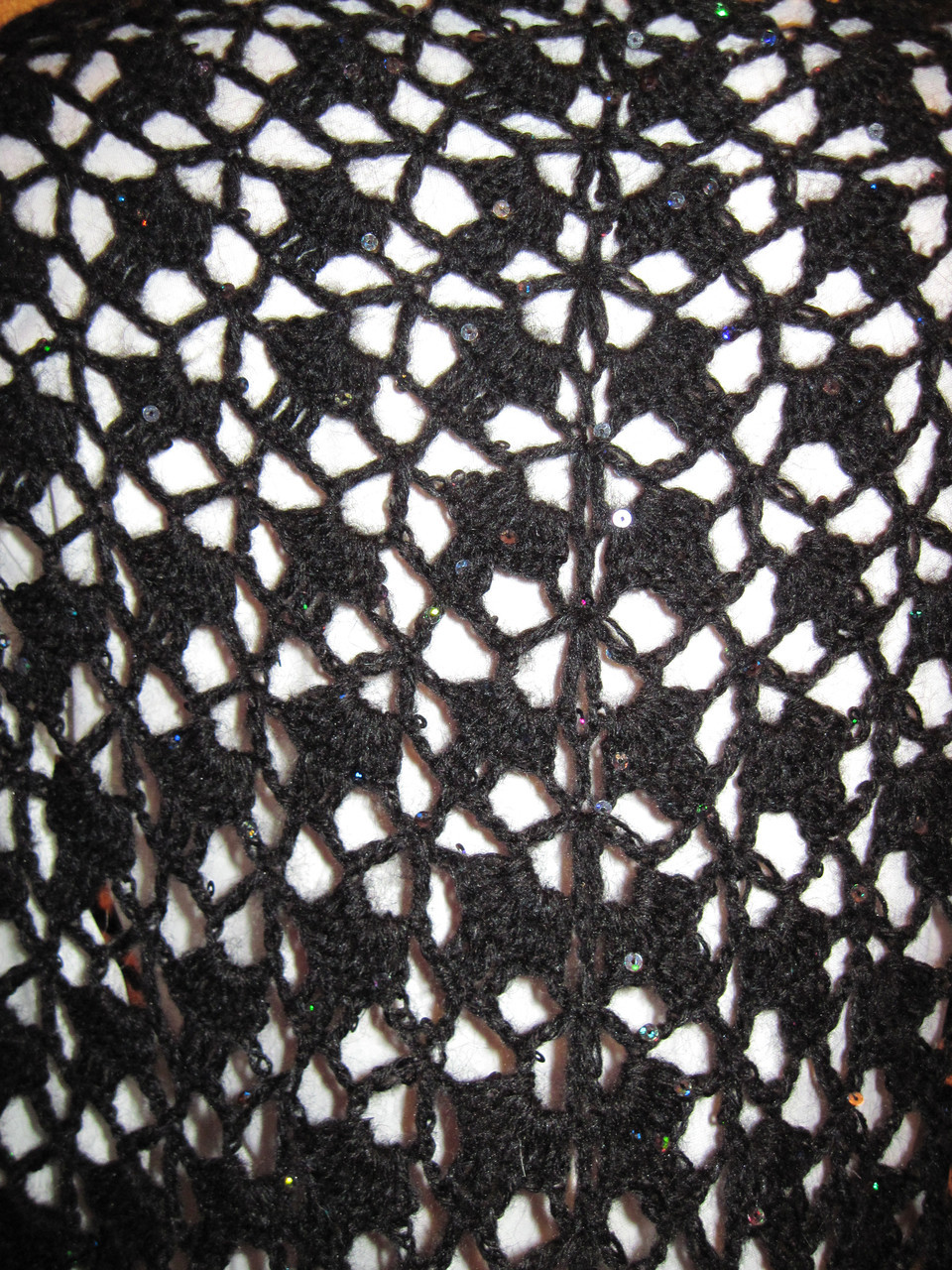 Платок женский вязаный крючком черный - фото 6 - id-p193301419