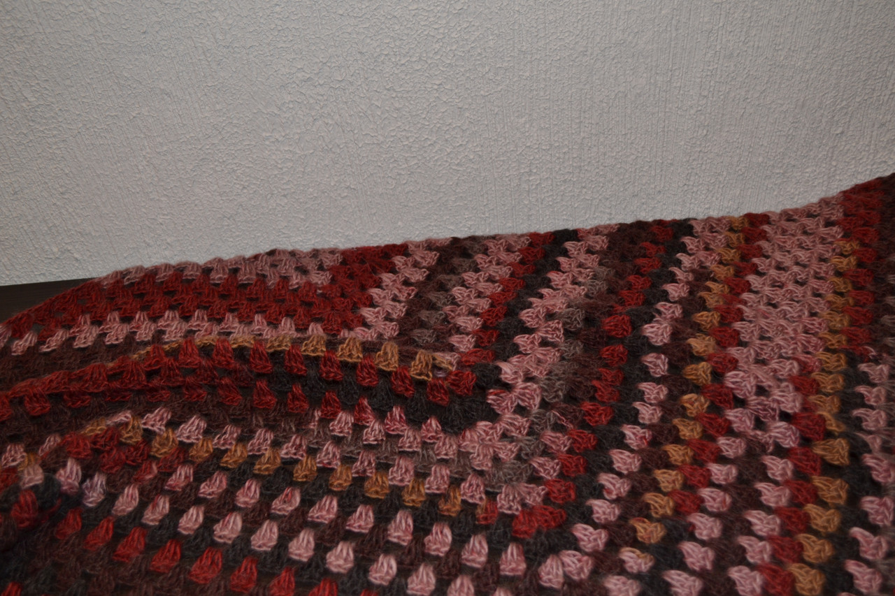 Шаль платок крючком бордовая шерстяная теплая большого размера - фото 8 - id-p193301475