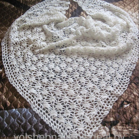 Купить ручное вязание - шаль крючком белая ажурная - фото 5 - id-p193301535