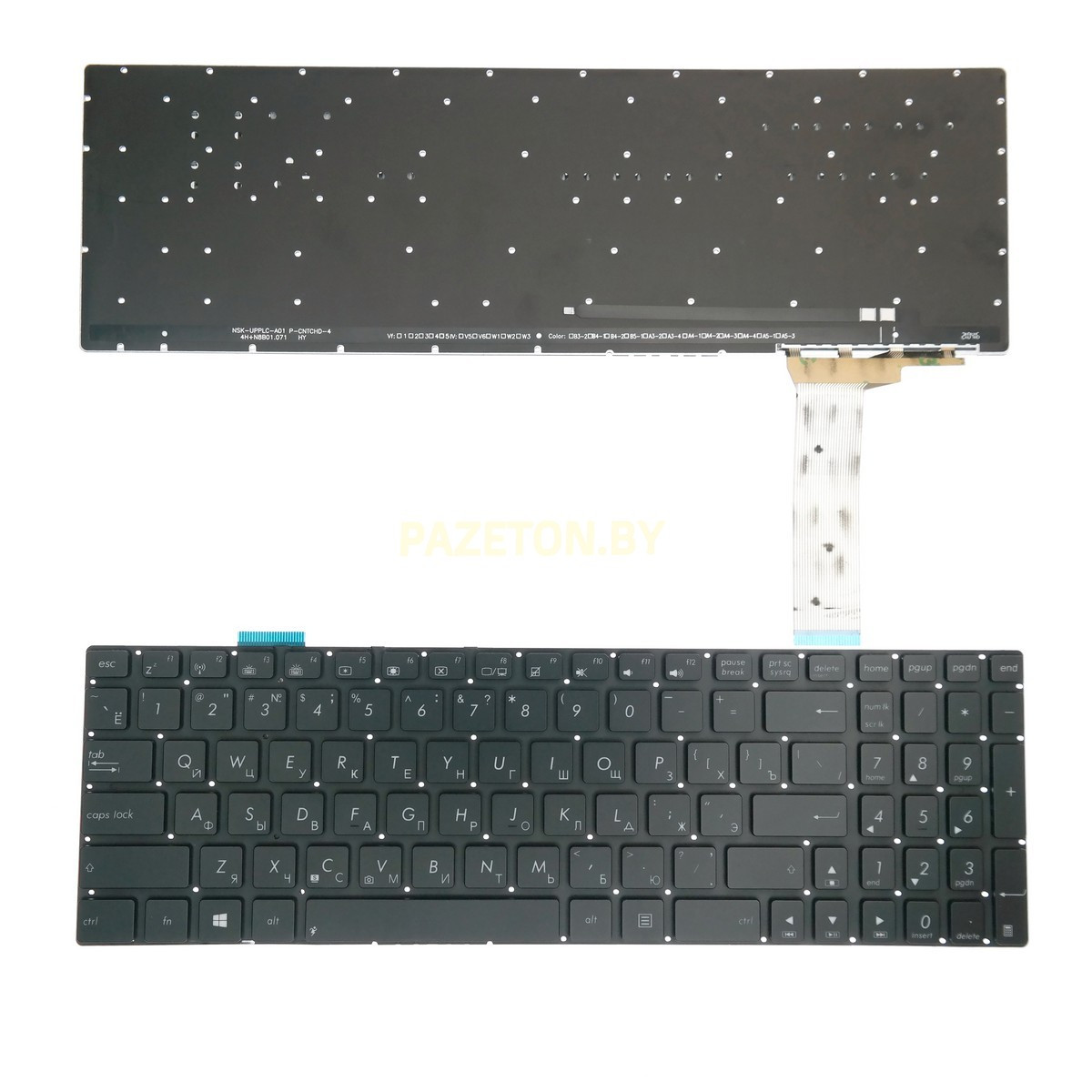 Клавиатура для Asus N550 N56 черная без рамки без трэкпоинта с подсветкой - фото 1 - id-p190173502
