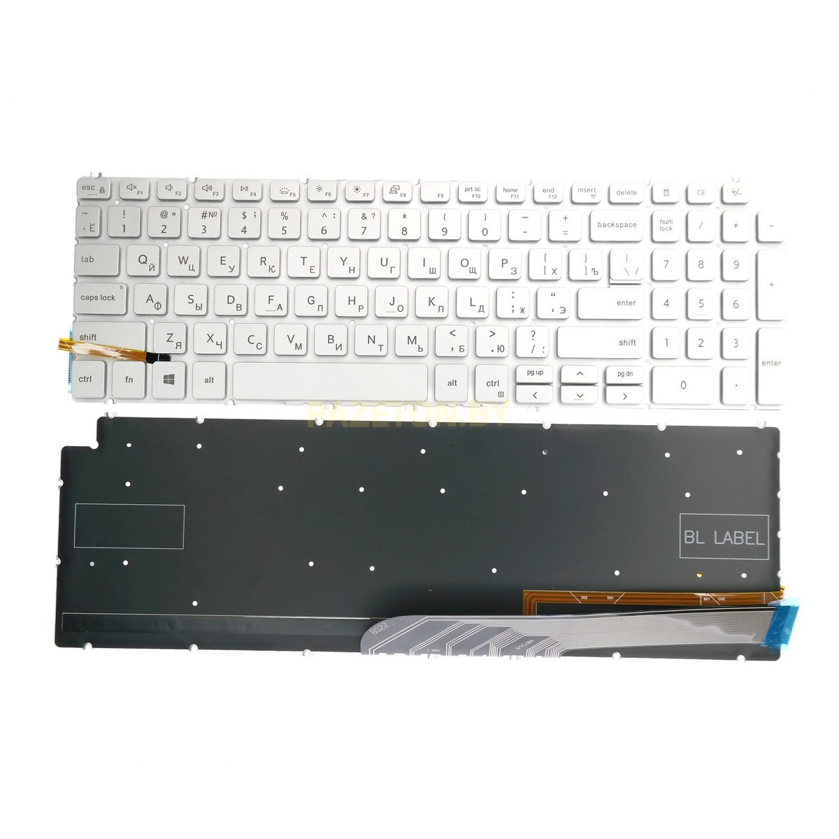Клавиатура для Dell 15-7590 15-7591 серебристая без рамки без трэкпоинта с подсветкой