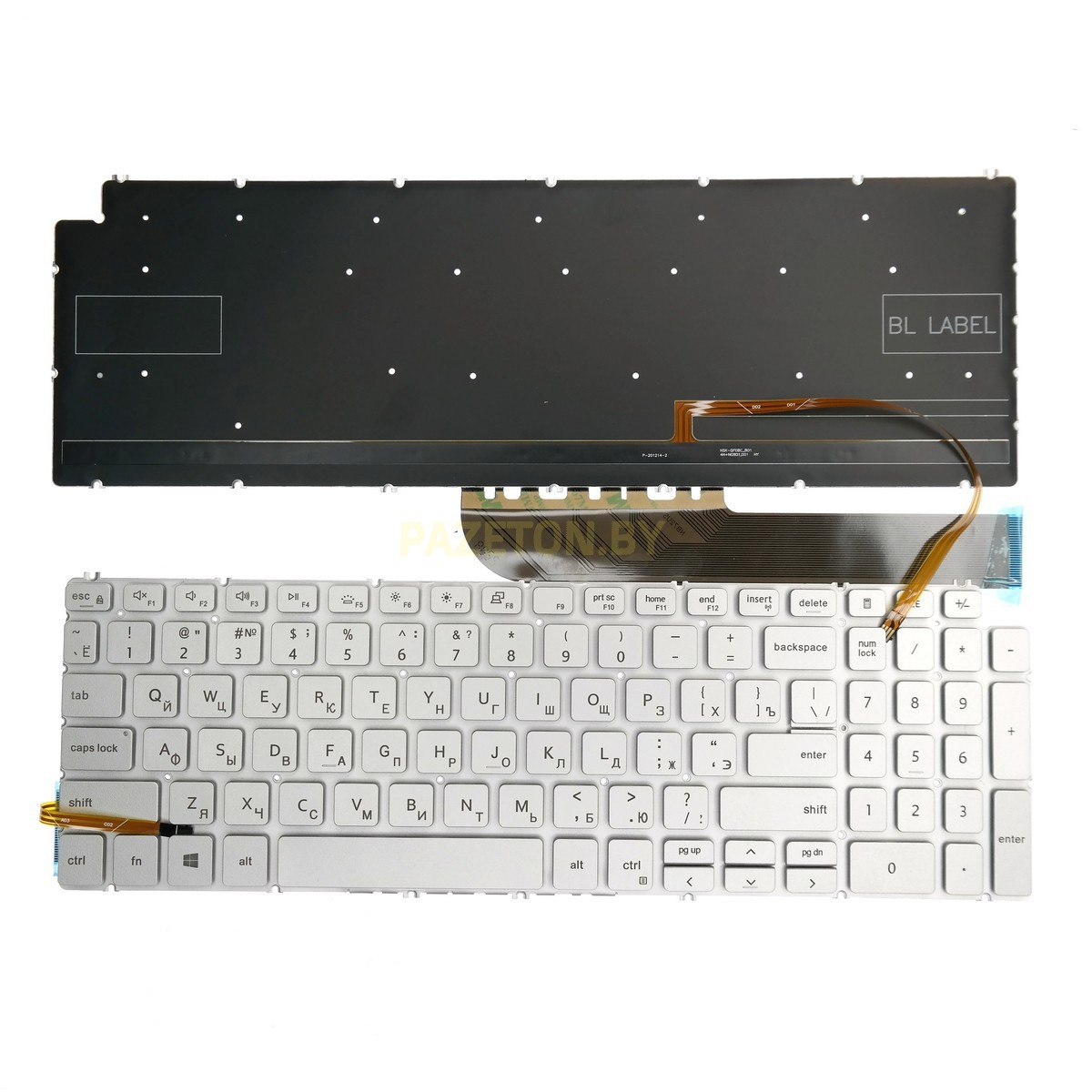 Клавиатура для Dell 15-7590 15-7591 серебристая без рамки без трэкпоинта с подсветкой - фото 2 - id-p190173503