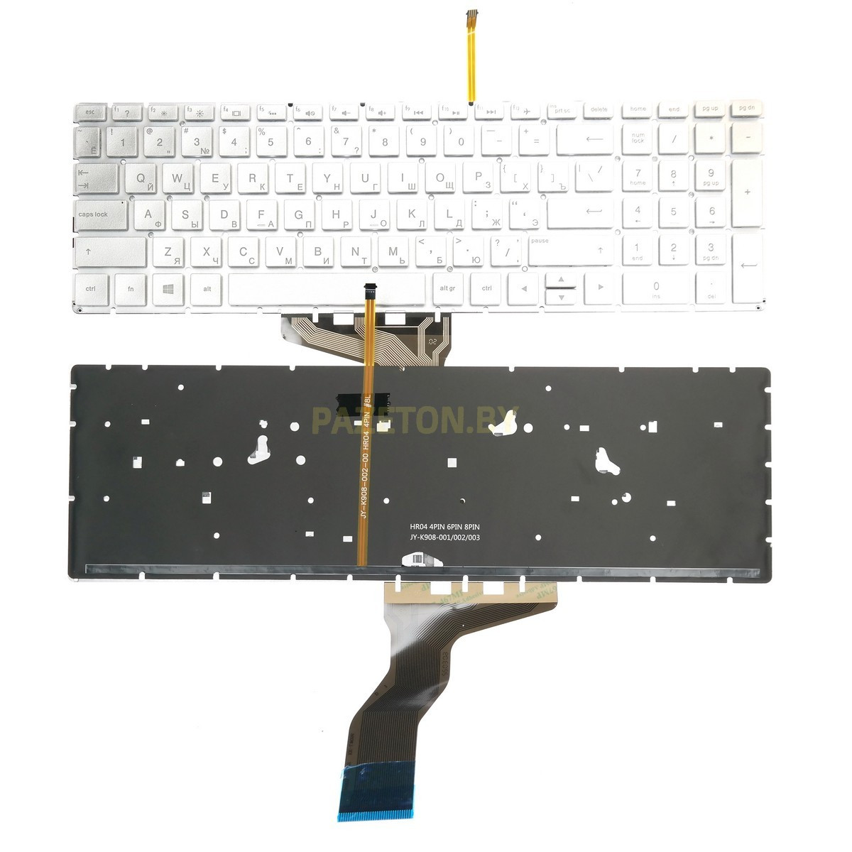 Клавиатура для HP Pavilion 15-BS серебристая без рамки без трэкпоинта с подсветкой