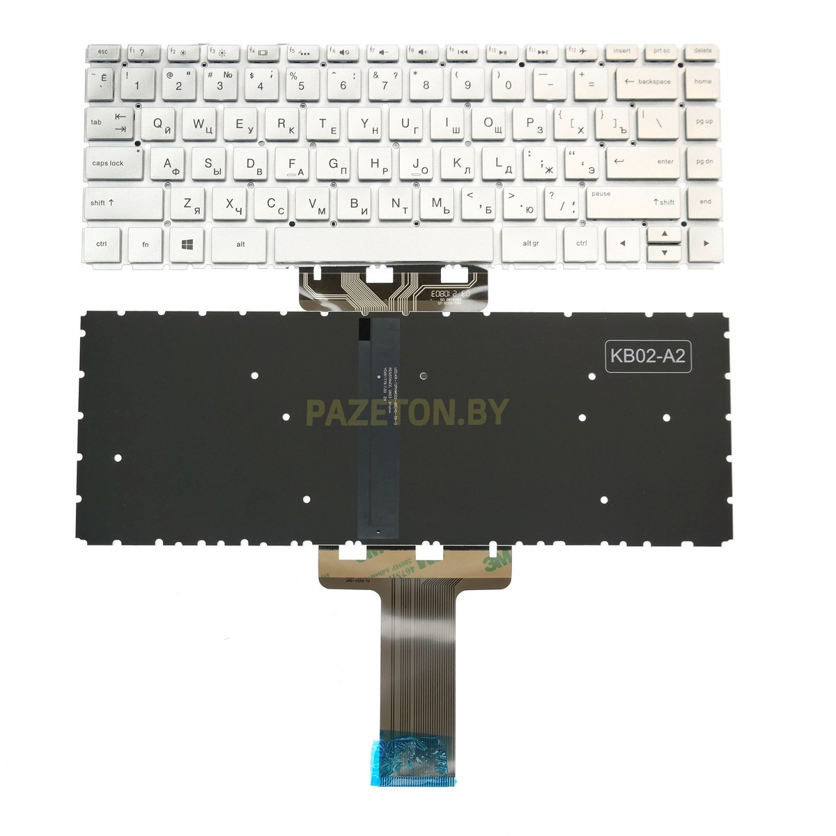 Клавиатура для HP 14-BK Pavilion X360 14-BA серебристая с подсветкой и других моделей
