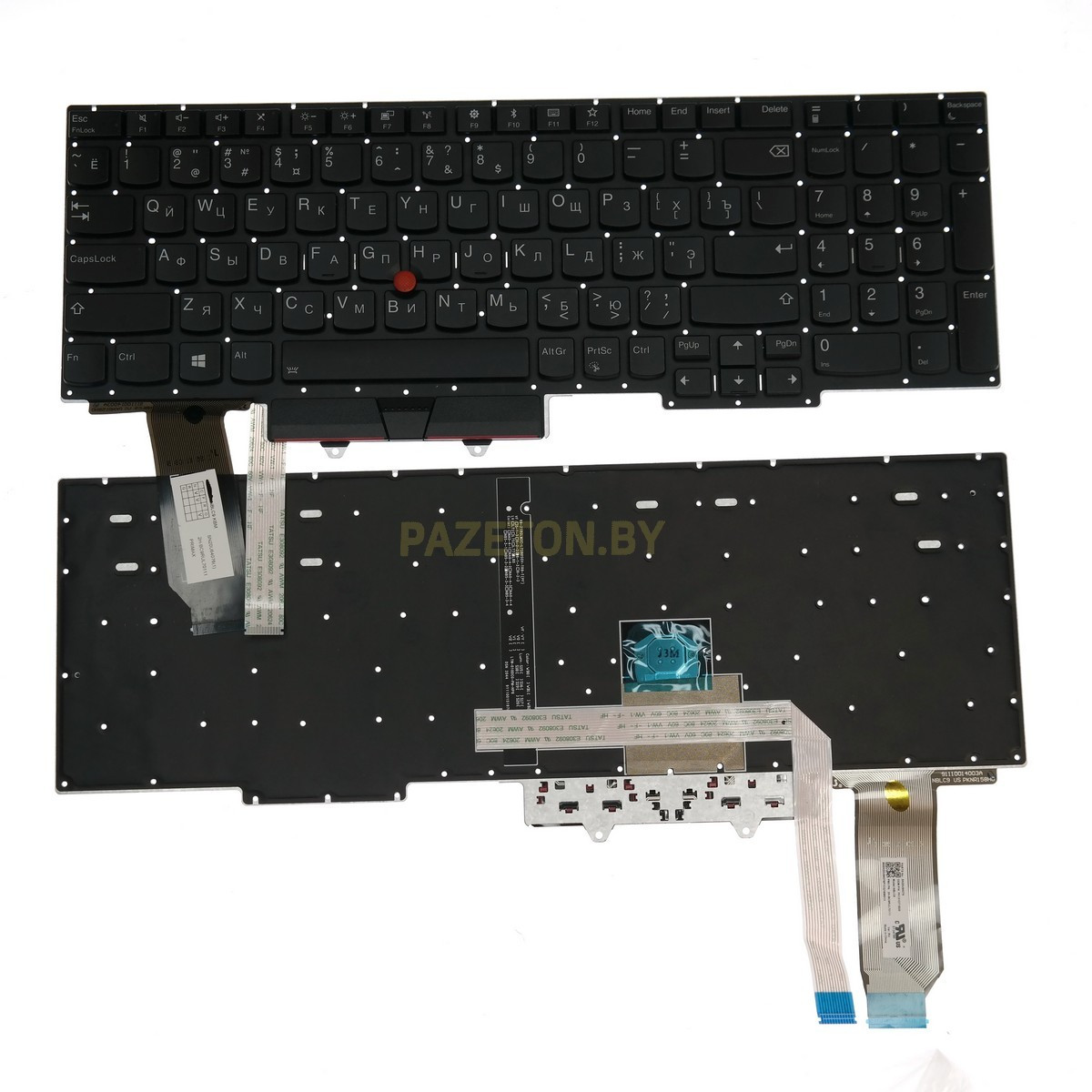 Клавиатура для ноутбука Lenovo ThinkPad E15 черная с трэкпоинтом с подсветкой