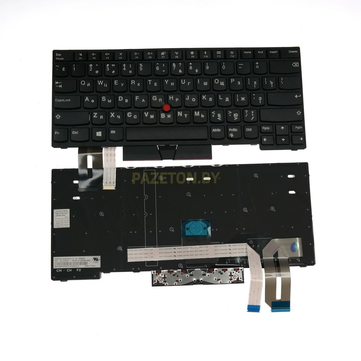 Клавиатура для ноутбука Lenovo ThinkPad E480 черная в рамке с трэкпоинтом без подсветки