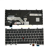 Клавиатура для ноутбука Lenovo YOGA 370 черная кнопка серебристая без подсветки в рамке с трэкпоинтом с