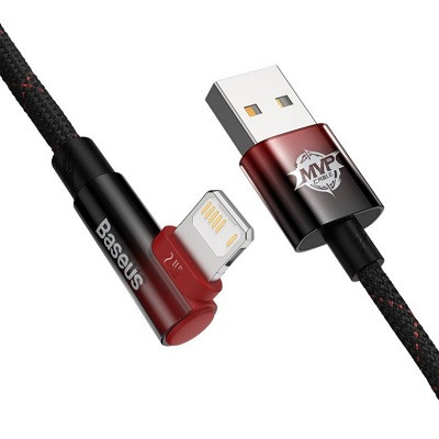 Кабель Baseus MVP 2 Elbow-shaped Fast Charging Data Cable USB to iP 2.4A 1m CAVP000020 черно-красный - фото 2 - id-p193309754