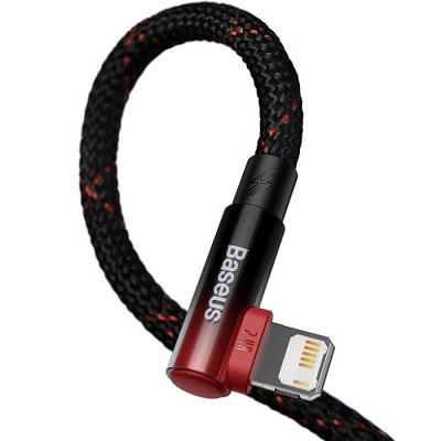 Кабель Baseus MVP 2 Elbow-shaped Fast Charging Data Cable USB to iP 2.4A 1m CAVP000020 черно-красный - фото 3 - id-p193309754