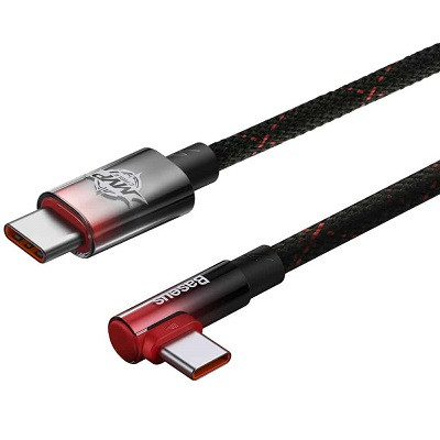 Кабель Baseus MVP 2 Elbow-shaped Fast Charging Data Cable Type-C to Type-C 100W 1m CAVP000620 черно-красный - фото 2 - id-p193309756